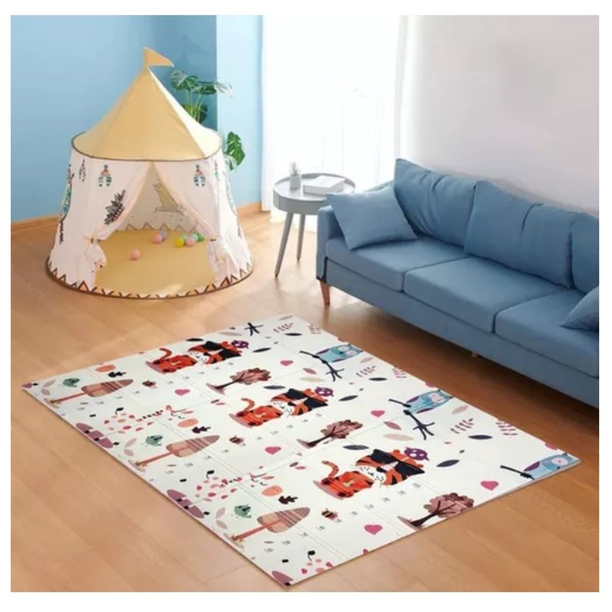 COMPRAPO - ALFOMBRA ANTIGOLPES TIGRES Y OVEJITAS 180x200 CM PLEGABLE