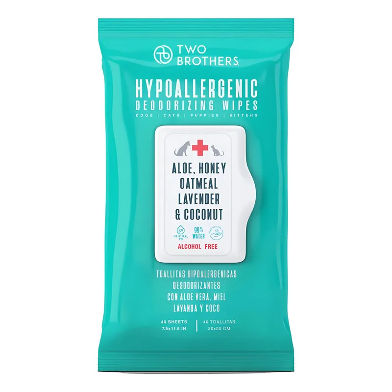 BROTHER - Toallas Toallitas Húmedas Wipes Mascotas Perros Gatos 40 Ud - Verde