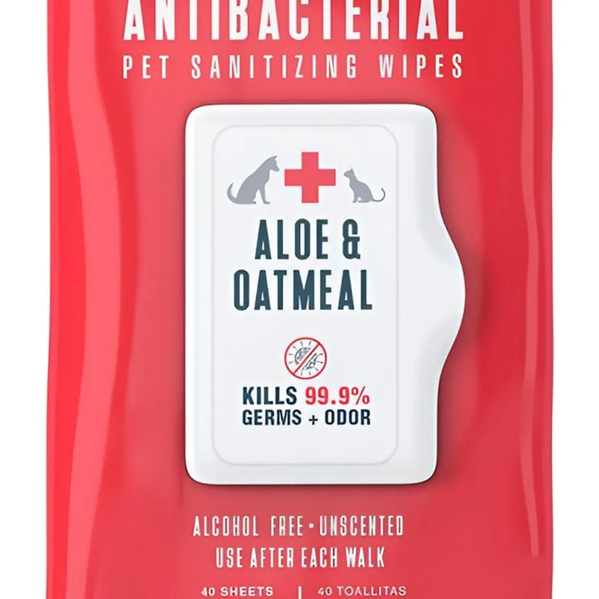 GENERICO - Toallas Toallitas Húmedas Wipes Mascotas Perros Gatos 40 Ud - Rojo