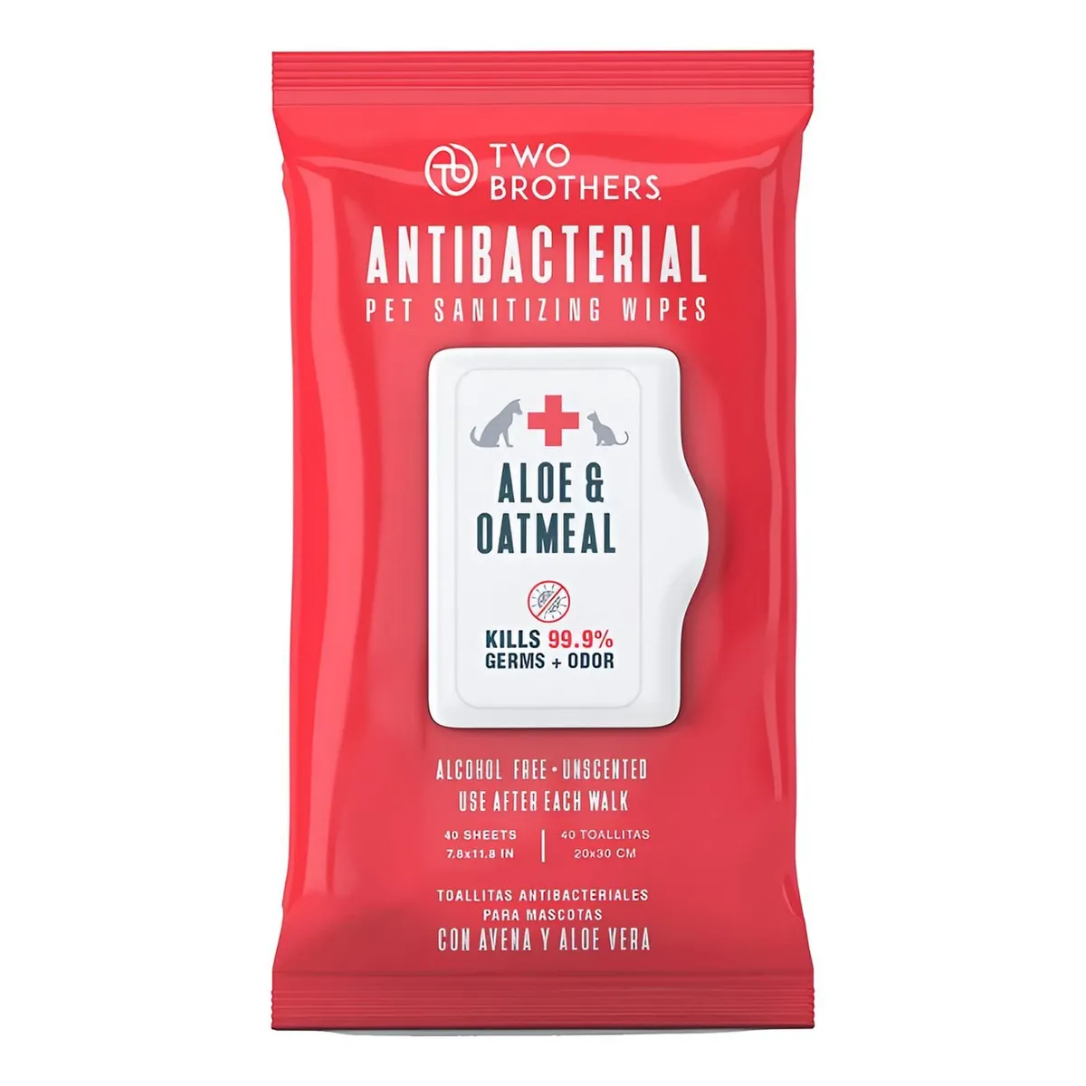 GENERICO - Toallas Toallitas Húmedas Wipes Mascotas Perros Gatos 40 Ud - Rojo