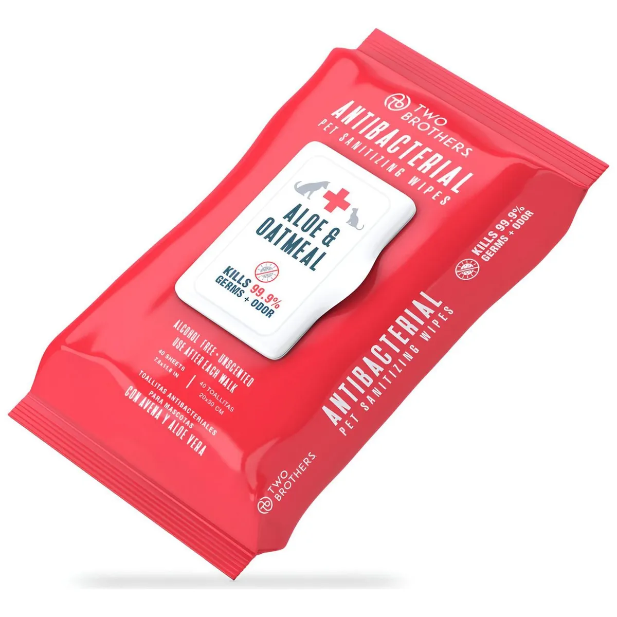GENERICO - Toallas Toallitas Húmedas Wipes Mascotas Perros Gatos 40 Ud - Rojo