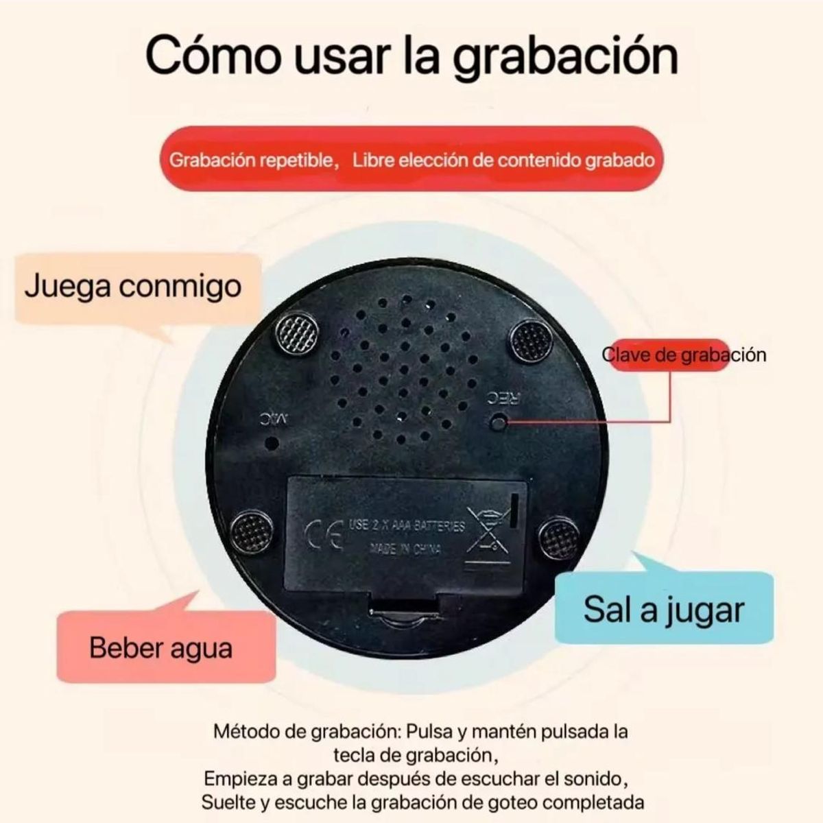 GENERICO - Botón de Comunicación para Mascotas Entrenamiento Sonoro