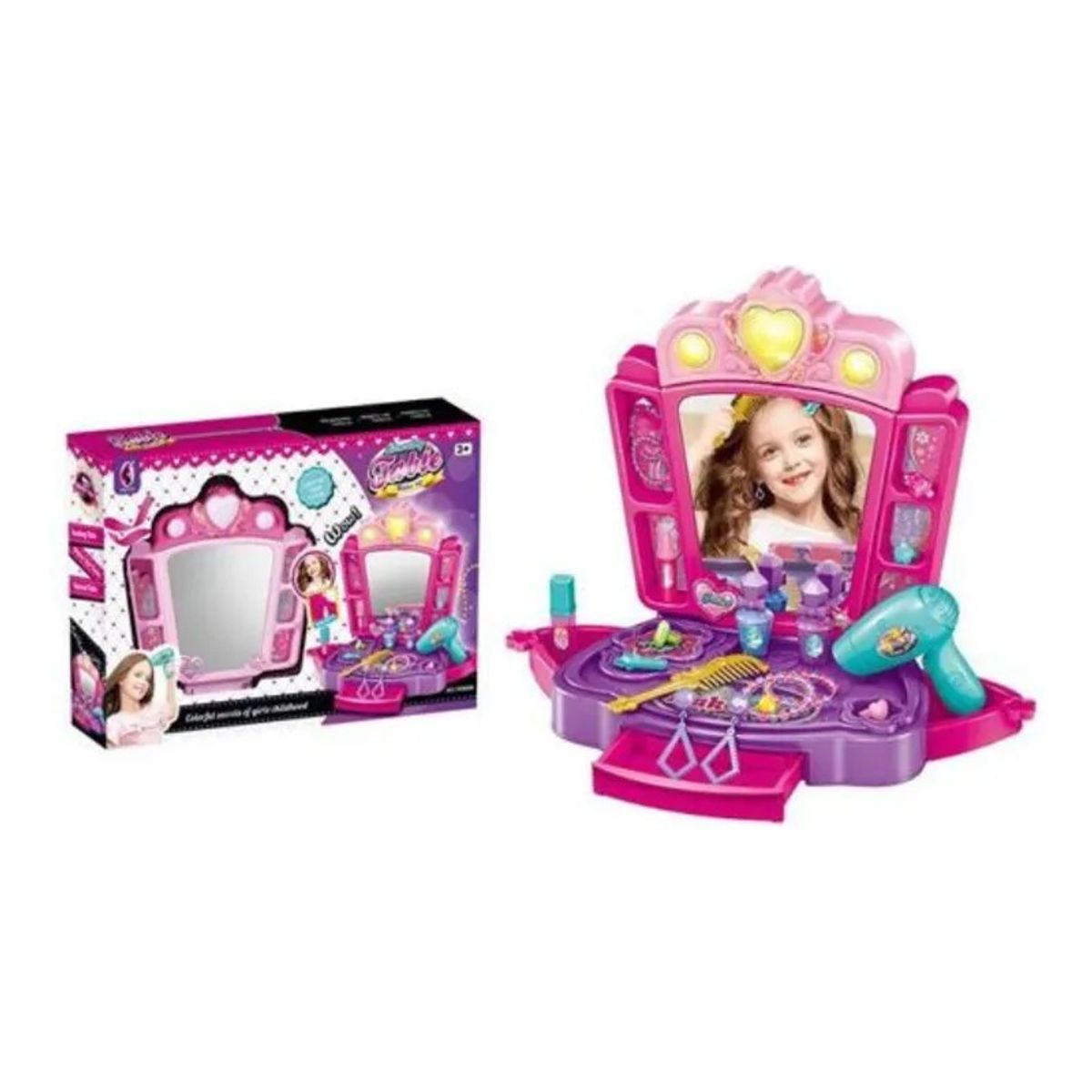 GENERICO - Set Tocador De Juguete Belleza Con Accesorios Para Niñas