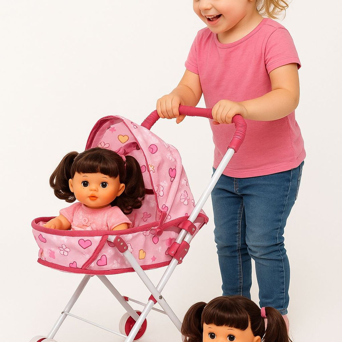 GENERICO - Coche Cuna Metalico De Juguete Con Muñeca