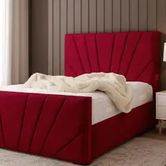 GENERICO - Base de Cama Americana Doble Respaldo King Felpa Burdeo