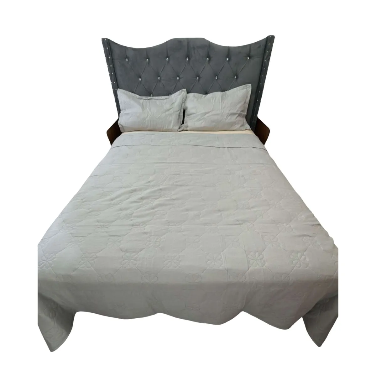 GENERICO - CUBRECAMA QUILT DE LUJO 2 PLAZAS GRIS