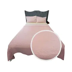 GENERICO - CUBRECAMA QUILT DE LUJO KING ROSA