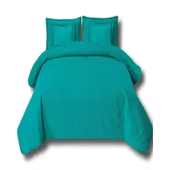 GENERICO - CUBRECAMA 9 PIEZAS 2 PLAZAS QUILT MAS SABANAS MAS CORTINA DE TELA