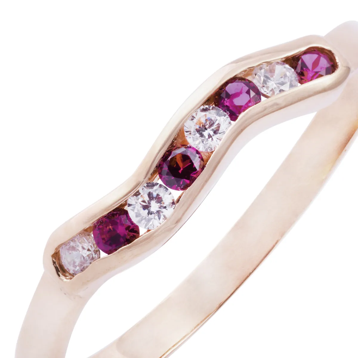 JB JOYAS BARON - Anillo Oro Miel 18kt Asimétrico Rubí