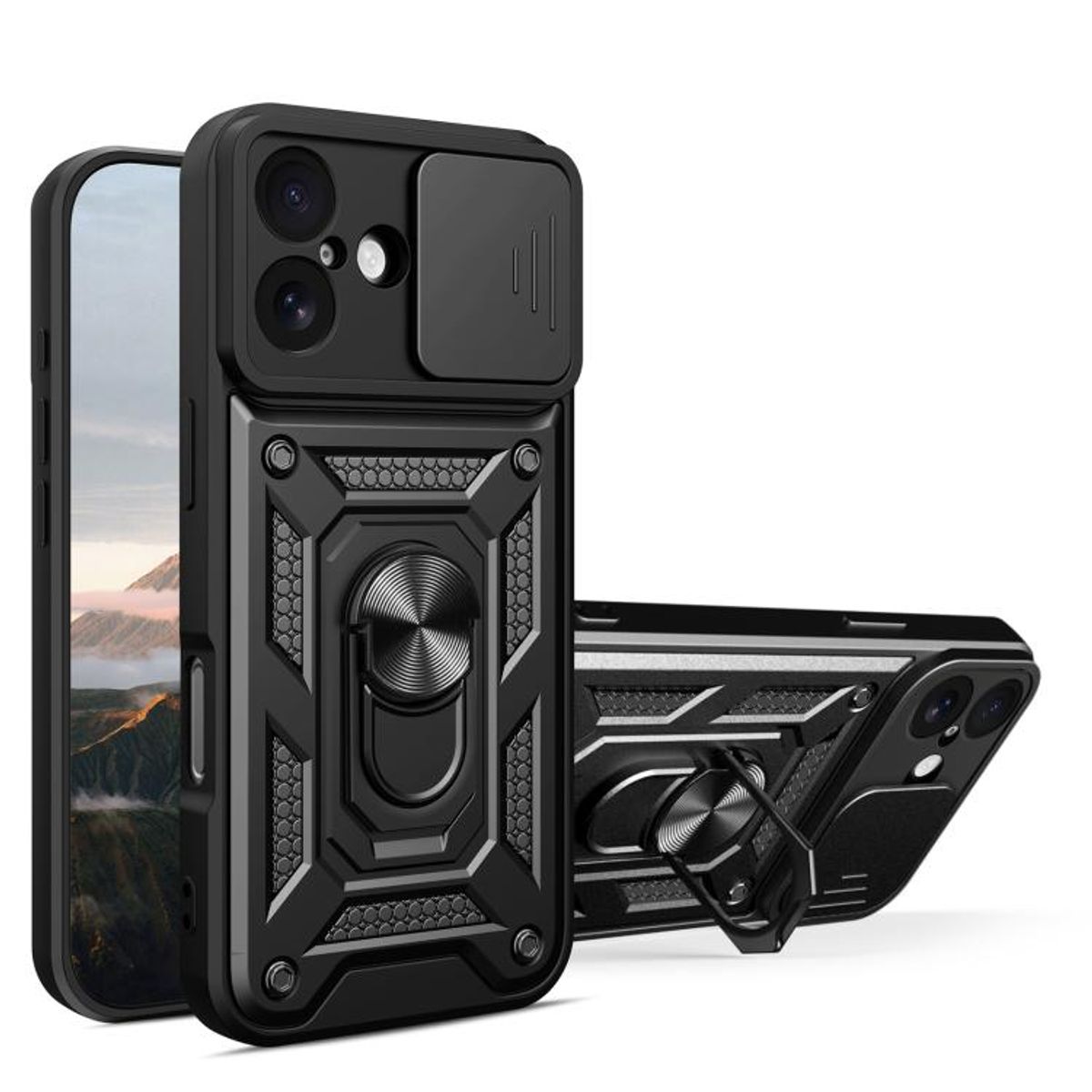 GENERICO - Carcasa Reforzada Con Cubre Cámara Para iPhone 17 - Negro