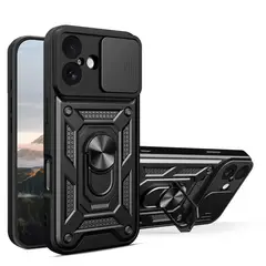 GENERICO - Carcasa Reforzada Con Cubre Cámara Para iPhone 17 - Negro