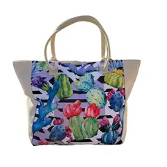 KIVARA - Bolso Playa Lona Algodon Coral Con Cierre Fuelle Grande