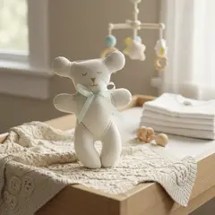 HAOKIDS - Mi primer oso de peluche en 100% algodón con relleno antialérgico 22 cm Artesanal
