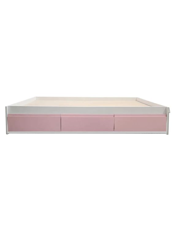Cama Infantil/Juvenil 1 Plaza - Linea Minimal 3 cajones Rosa Pastel