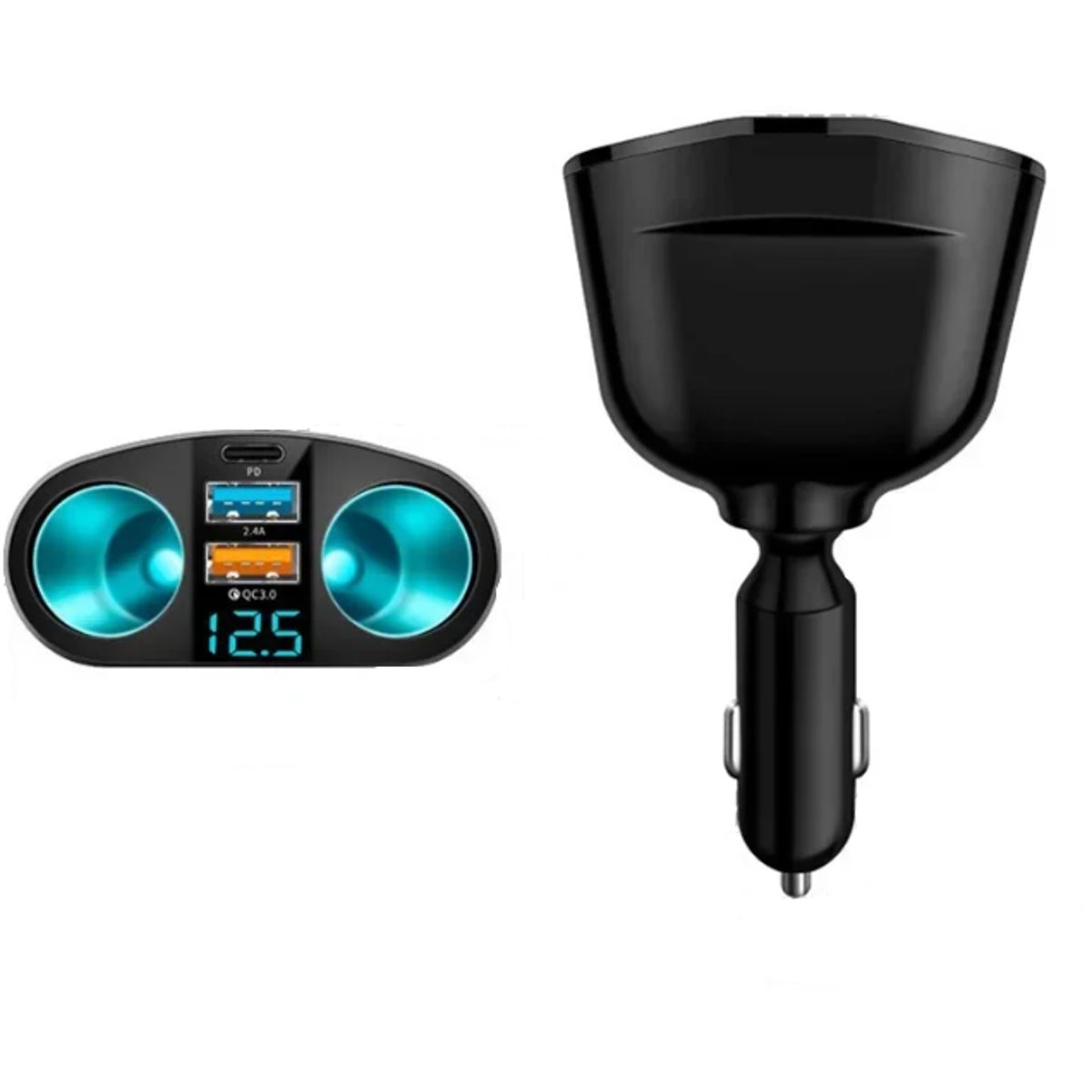 GENERICO - Cargador Adaptador De Corriente Dual Auto 3 Conectores