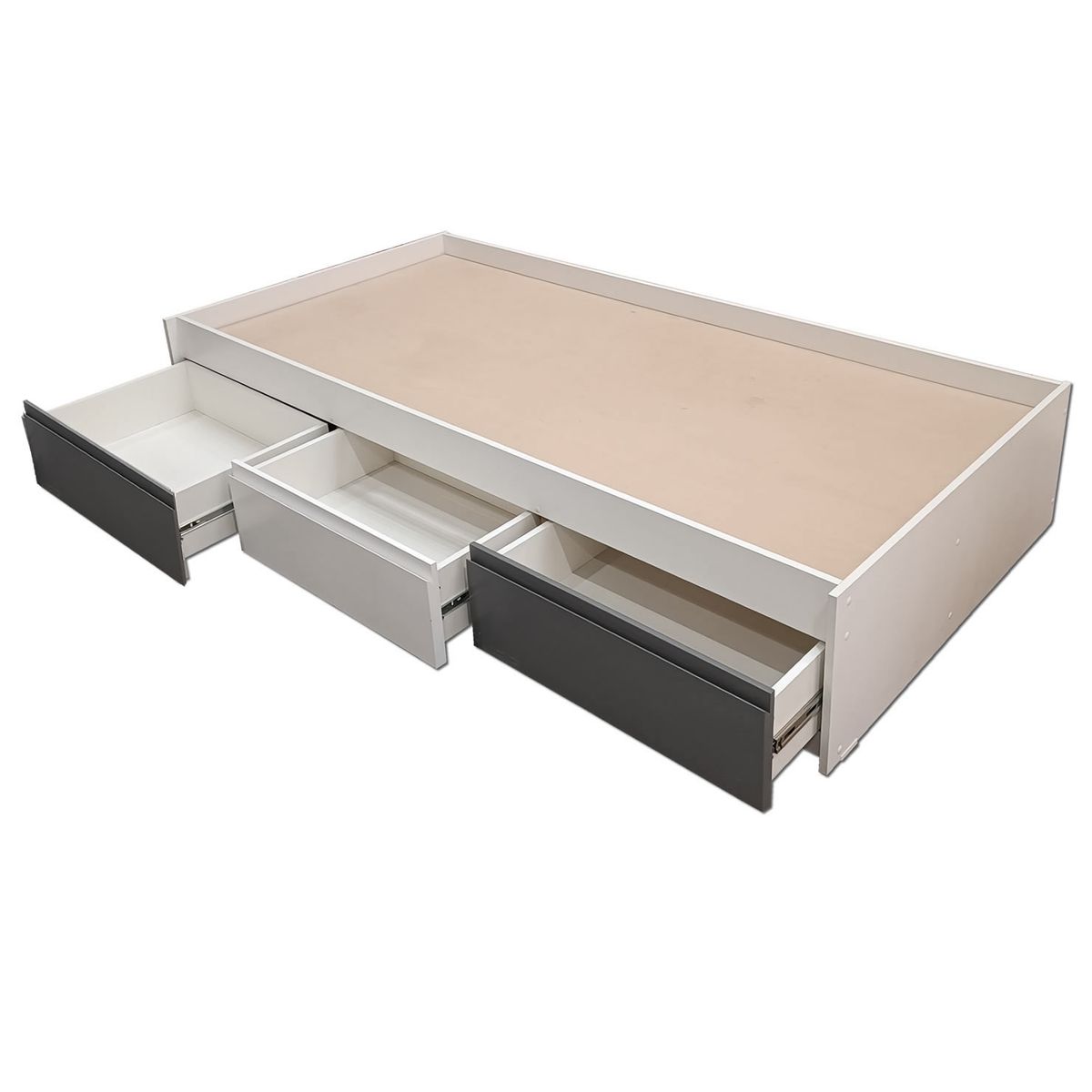 DECORACION CREATIVA - Cama Infantil/Juvenil tres cajones 1.5 Plazas - Linea Minimal Grafito-Blanco-Grafito