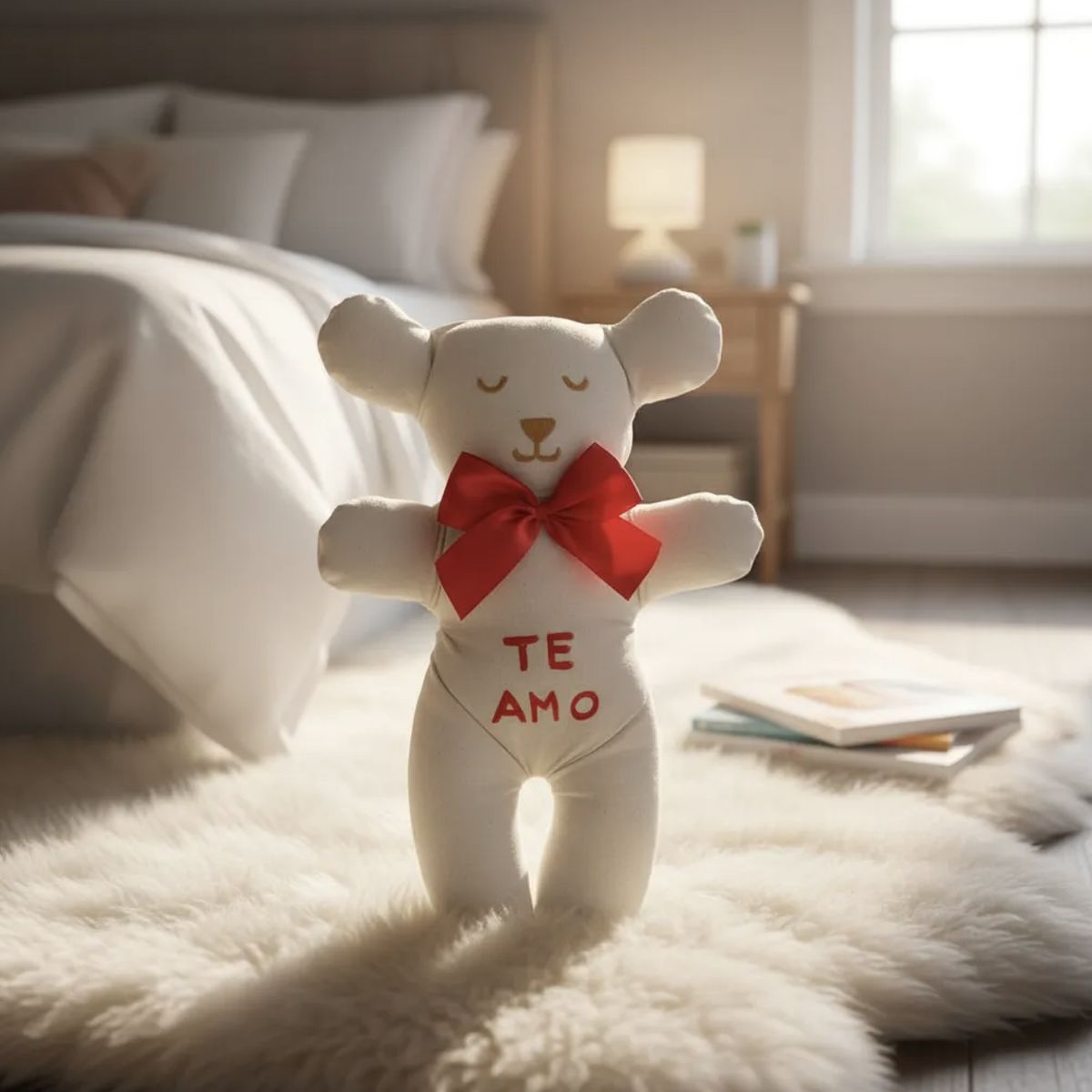 HAOKIDS - Peluche oso Te Amo en 100% Algodón Osito enamorado Hecho a Mano