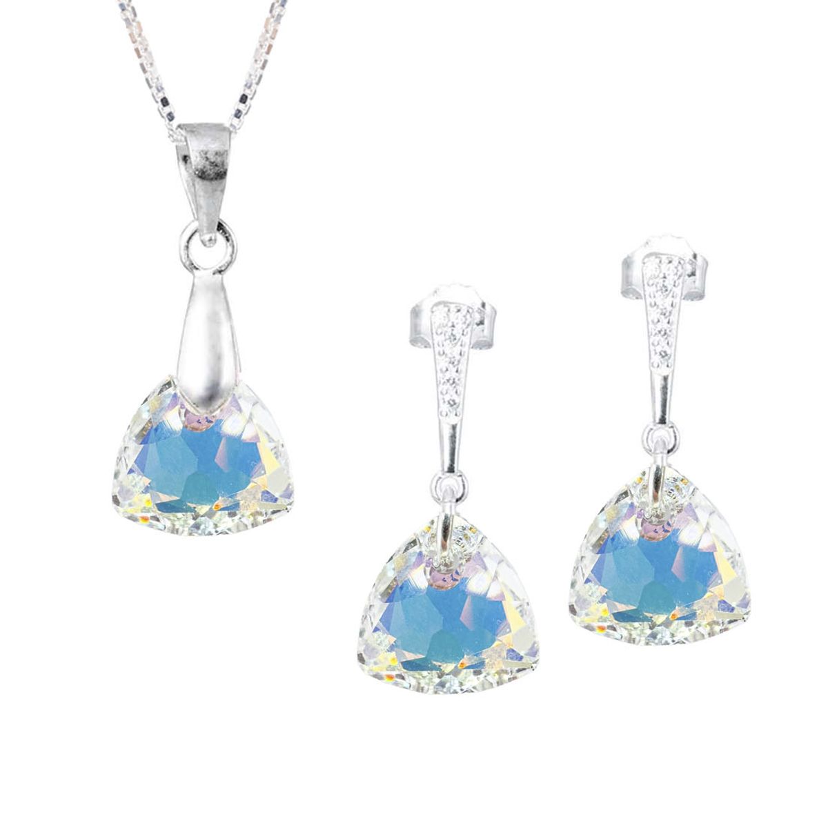 JOYAS MONTERO - Conjunto Camila Plata 925 creado cristales de Swarovski® Aurora Boreal