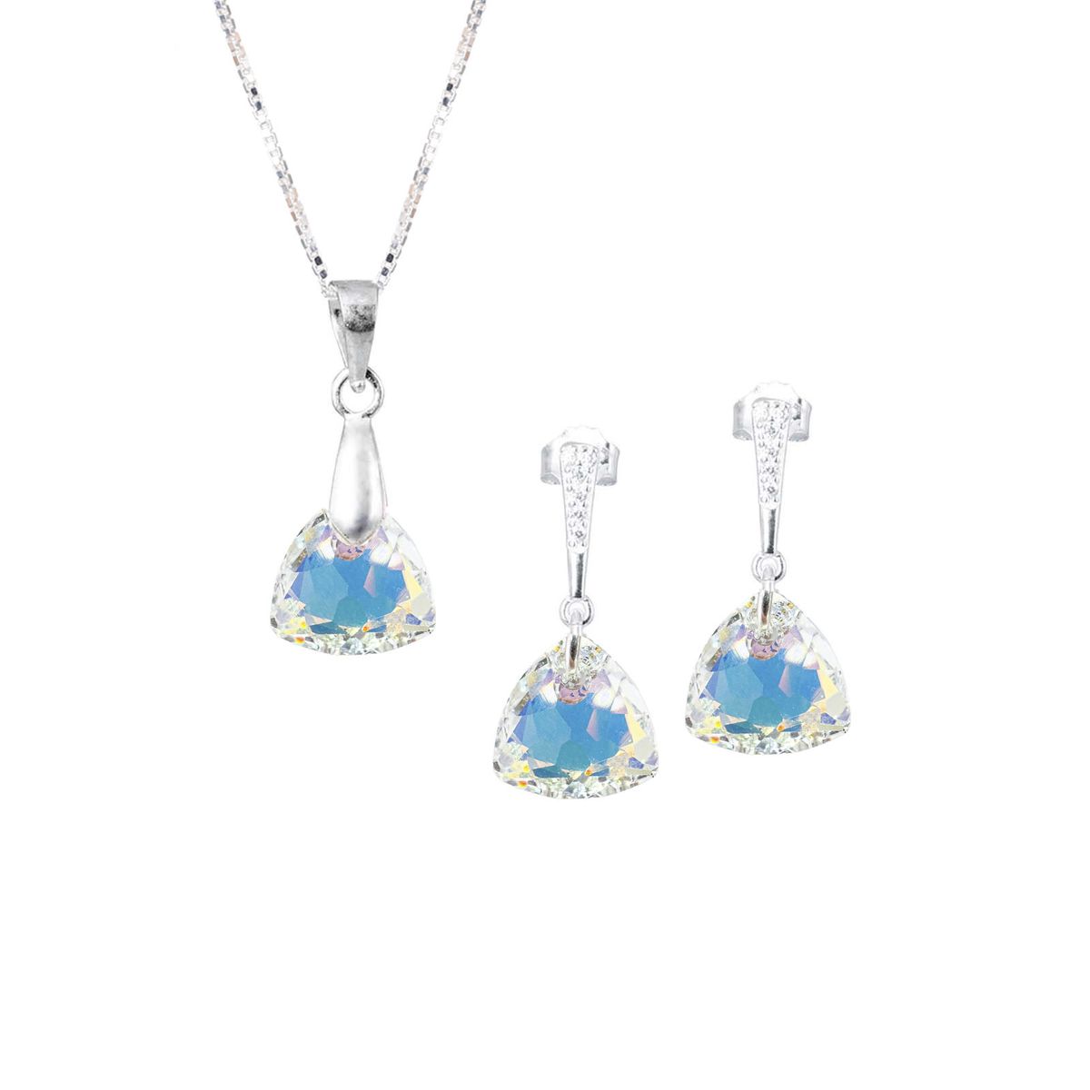 JOYAS MONTERO - Conjunto Camila Plata 925 creado cristales de Swarovski® Aurora Boreal