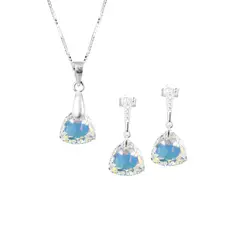 JOYAS MONTERO - Conjunto Camila Plata 925 creado cristales de Swarovski® Aurora Boreal