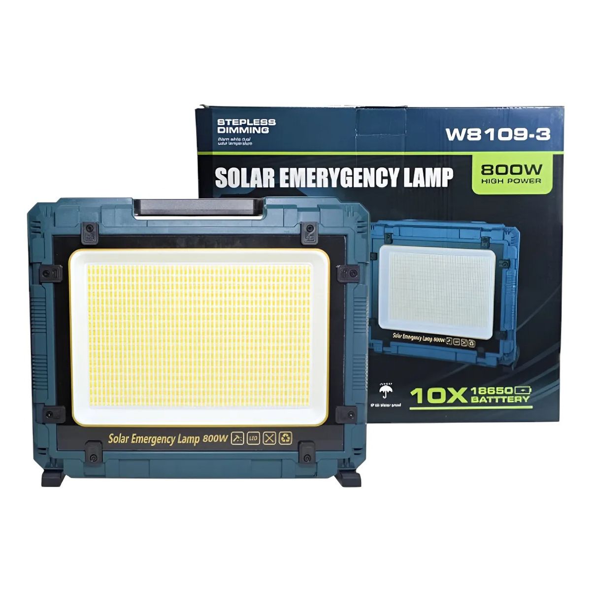 GENERICO - Foco Reflector Recargable Panel Solar Y Powerbank 800w