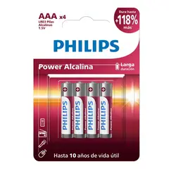 PHILIPS - Pack 4 Pilas AAA Alcalinas LR03P4B