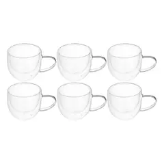 GENERICO - Pack de 6 Tazas de Vidrio Doble Fondo 250ml