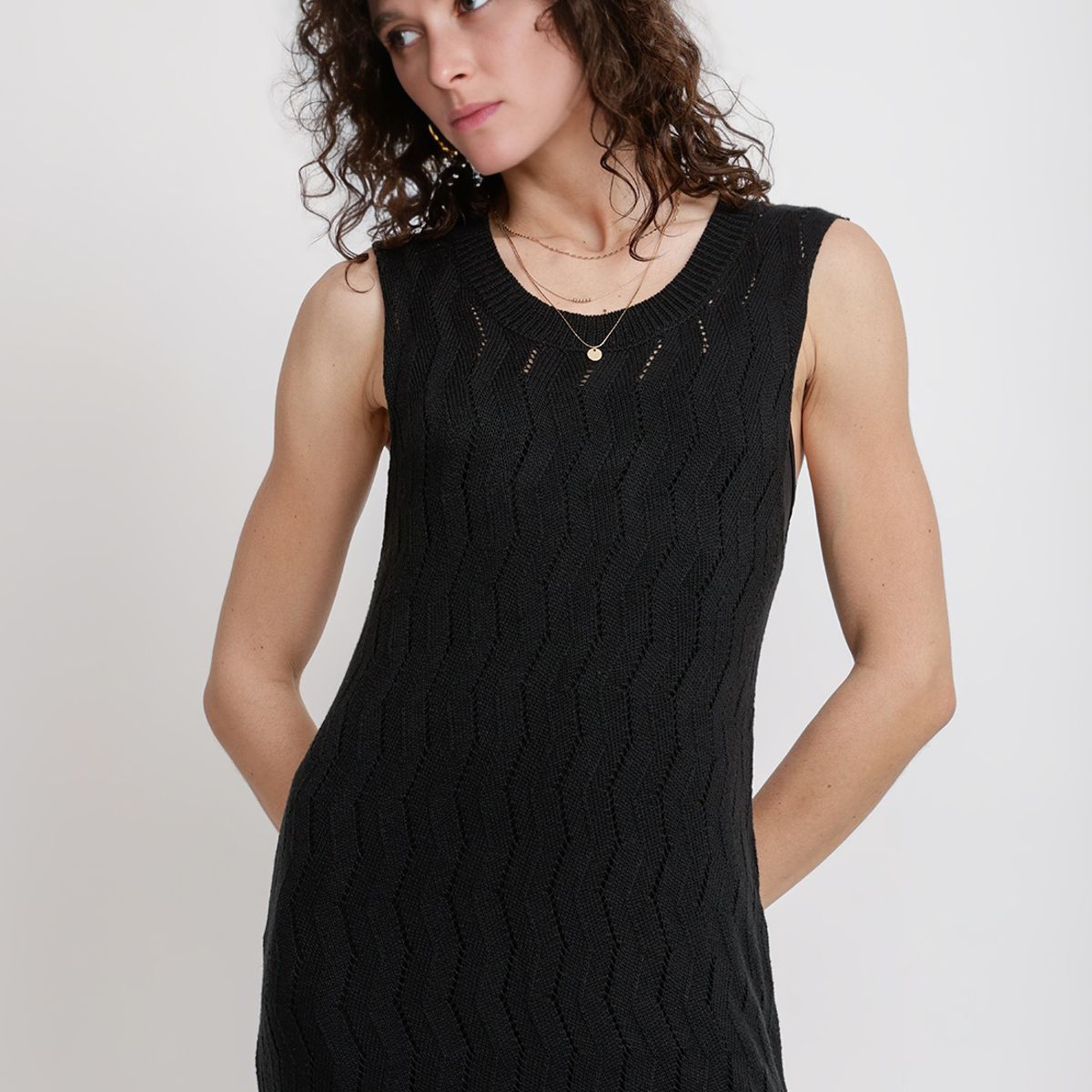 CANADIENNE - Vestido Mujer Malva Viscosa Negro