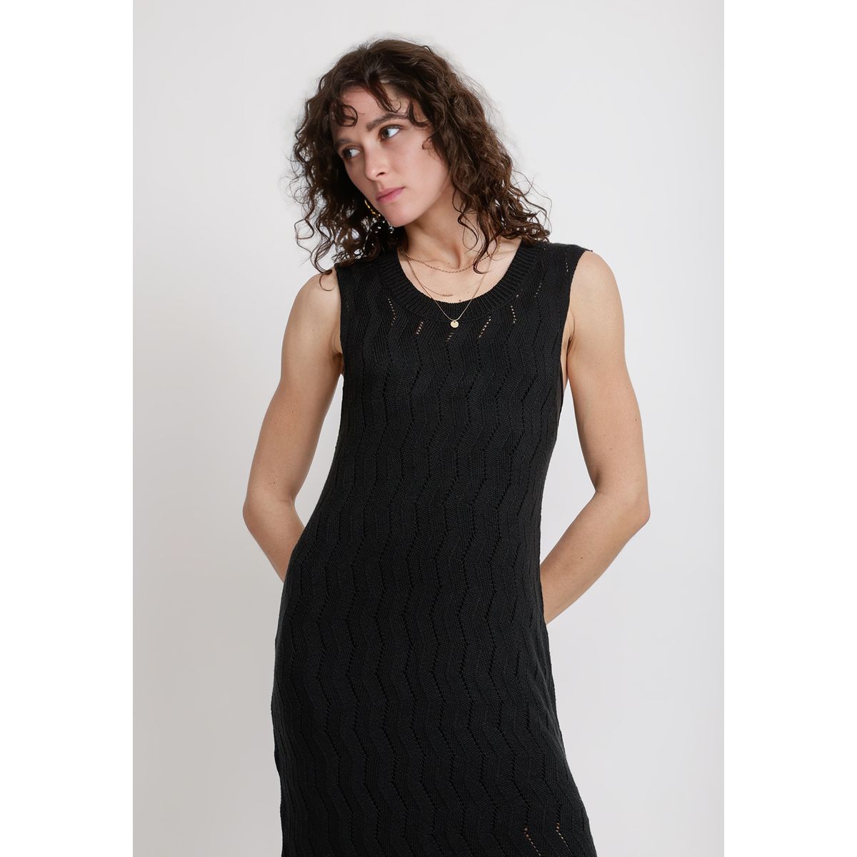 CANADIENNE - Vestido Mujer Malva Viscosa Negro