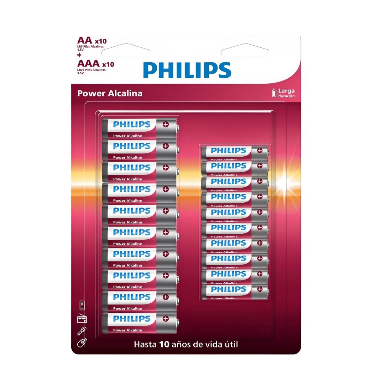 PHILIPS - Pack Pilas AA x 10 + AAA x 10 Alcalinas LR036P20BP Philips