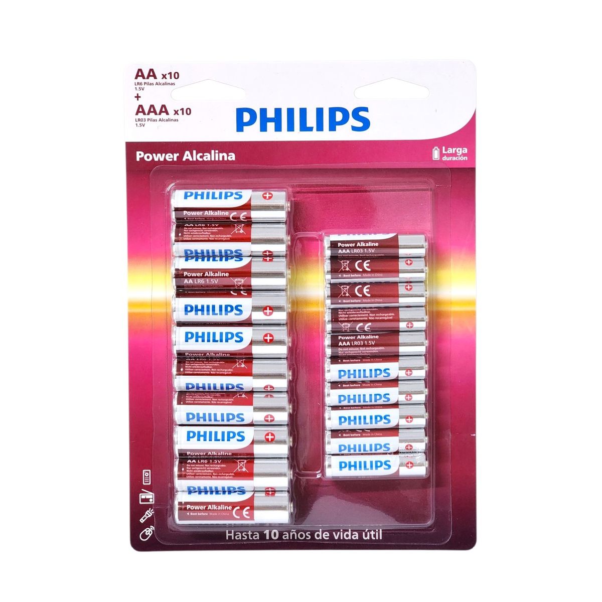 PHILIPS - Pack Pilas AA x 10 + AAA x 10 Alcalinas LR036P20BP Philips
