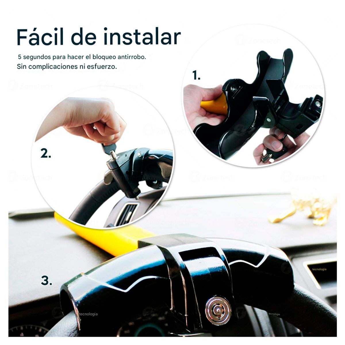 IRM - Traba Volantes Anti Robo Seguirdad Auto Tipo T Con 2 Llaves