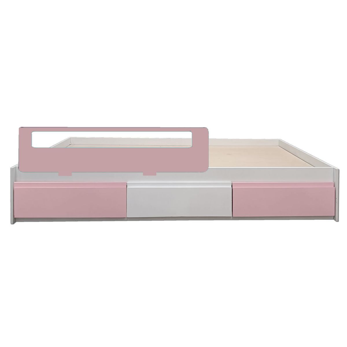 DECORACION CREATIVA - Cama Infantil Montessori  1.5 Plazas - Linea Minimal 3 cajones Rosa Pastel -Blanco-Rosa Pastel