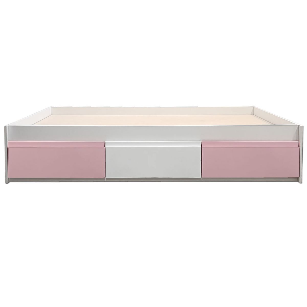 DECORACION CREATIVA - Cama Infantil Montessori  1.5 Plazas - Linea Minimal 3 cajones Rosa Pastel -Blanco-Rosa Pastel
