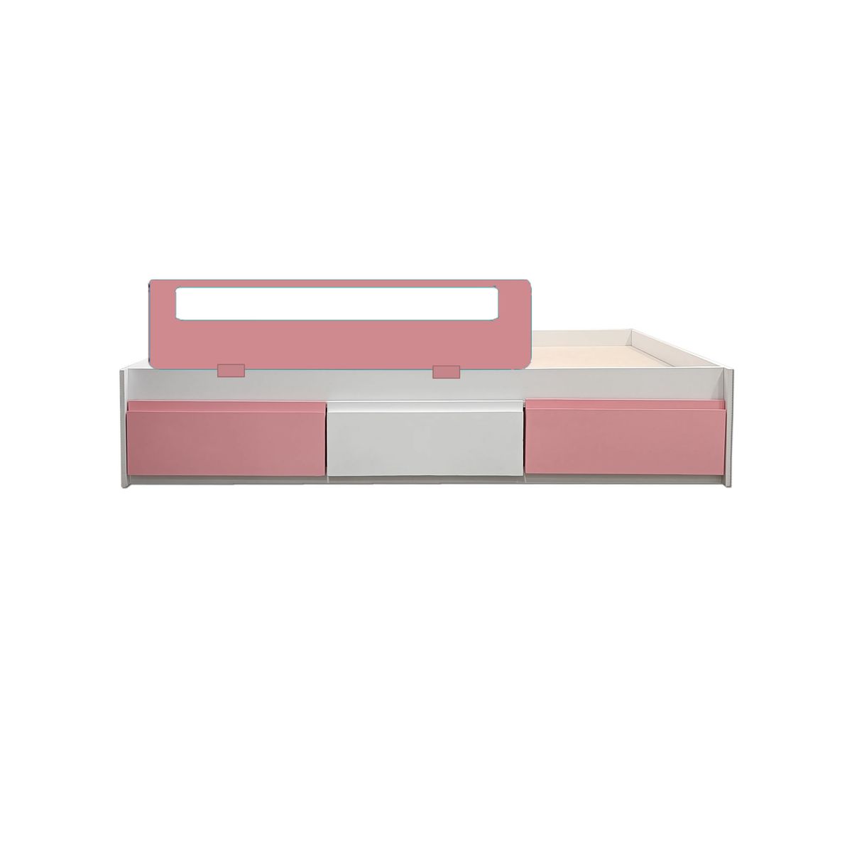 DECORACION CREATIVA - Cama Infantil Montessori 1 Plaza - Linea Minimal  tres cajones Rosado-Blanco-Rosado