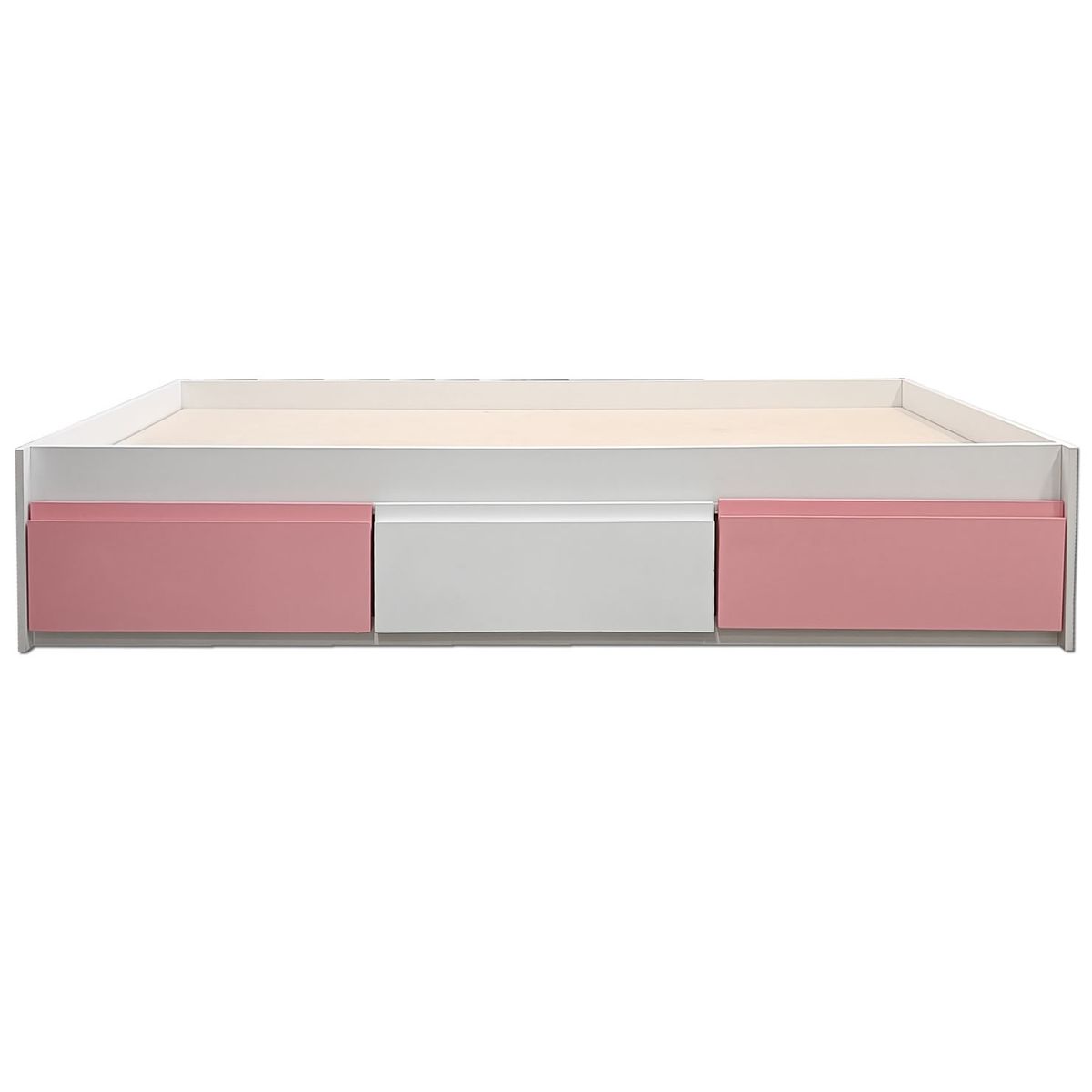 DECORACION CREATIVA - Cama Infantil Montessori 1 Plaza - Linea Minimal  tres cajones Rosado-Blanco-Rosado