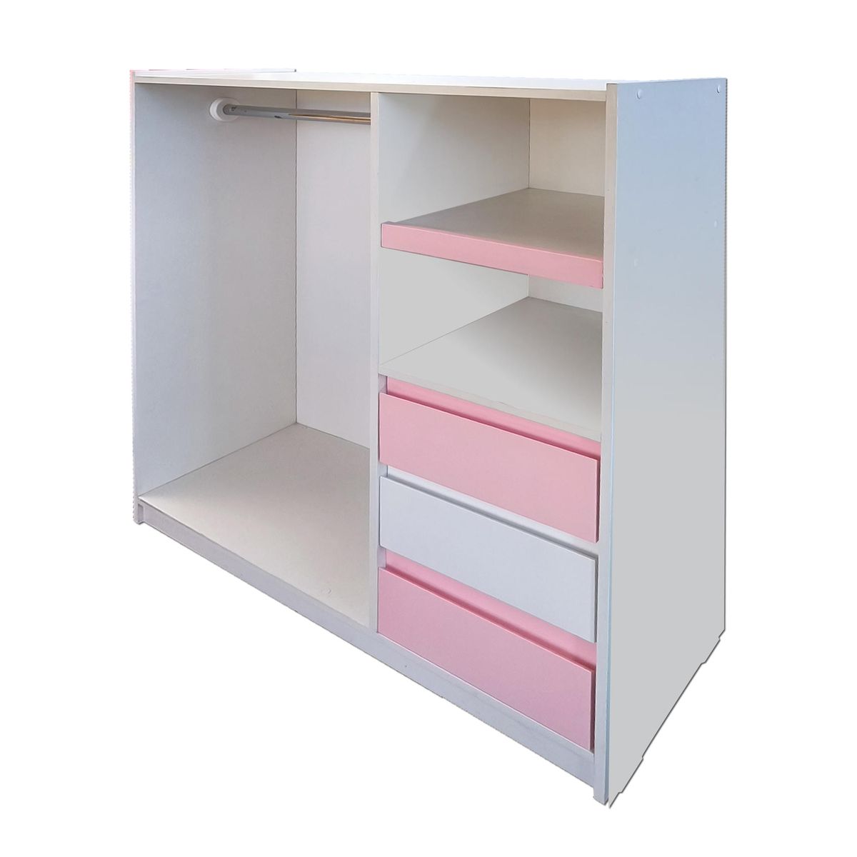 DECORACION CREATIVA - Mini Closet Montessori - Linea Minimal Rosa Pastel-Blanco-Rosa Pastel