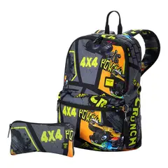 TOTTO - Kit Escolar Pack Gris Liso Mochila + Estuche