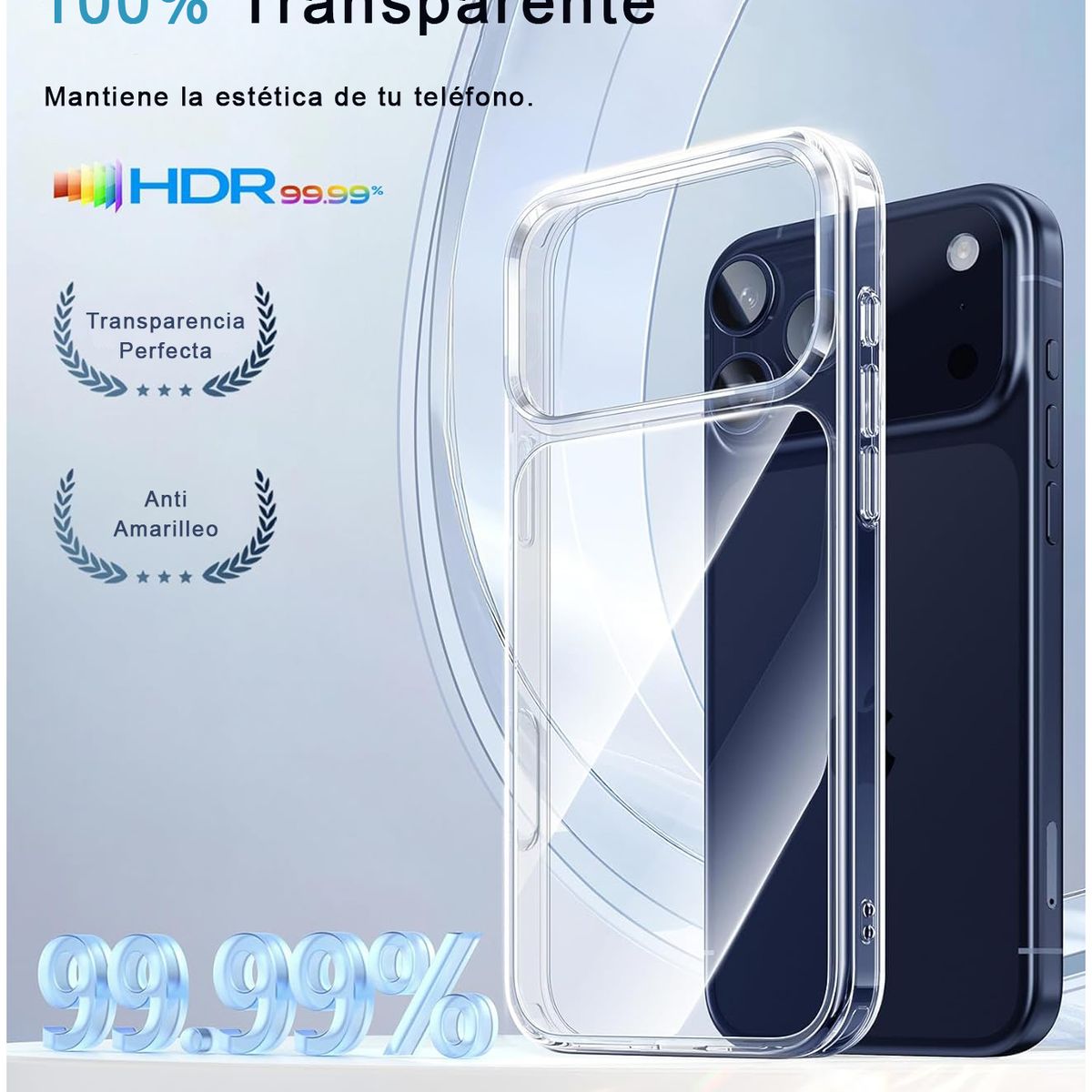 CELLBOX - Carcasa Rígida Delgada para iPhone 17 Pro - Transparente