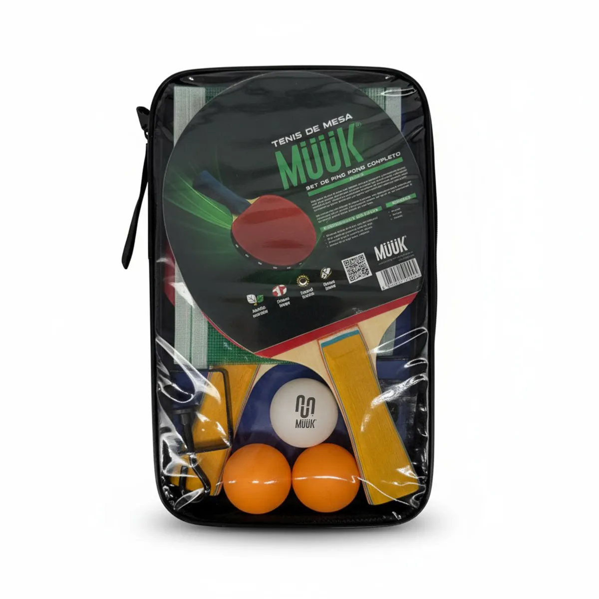 MUUK - SET PALETAS DE PING PONG + PELOTAS + RED MUUK