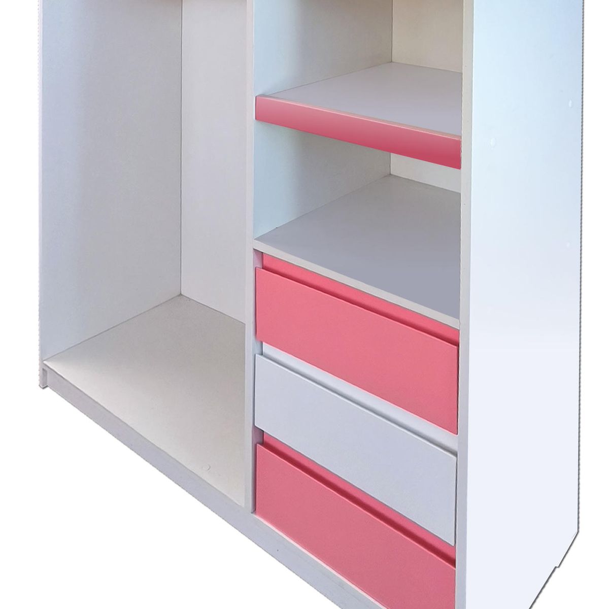 DECORACION CREATIVA - Mini Closet Montessori - Linea Minimal 3 cajones Rosado-Blanco-Rosado