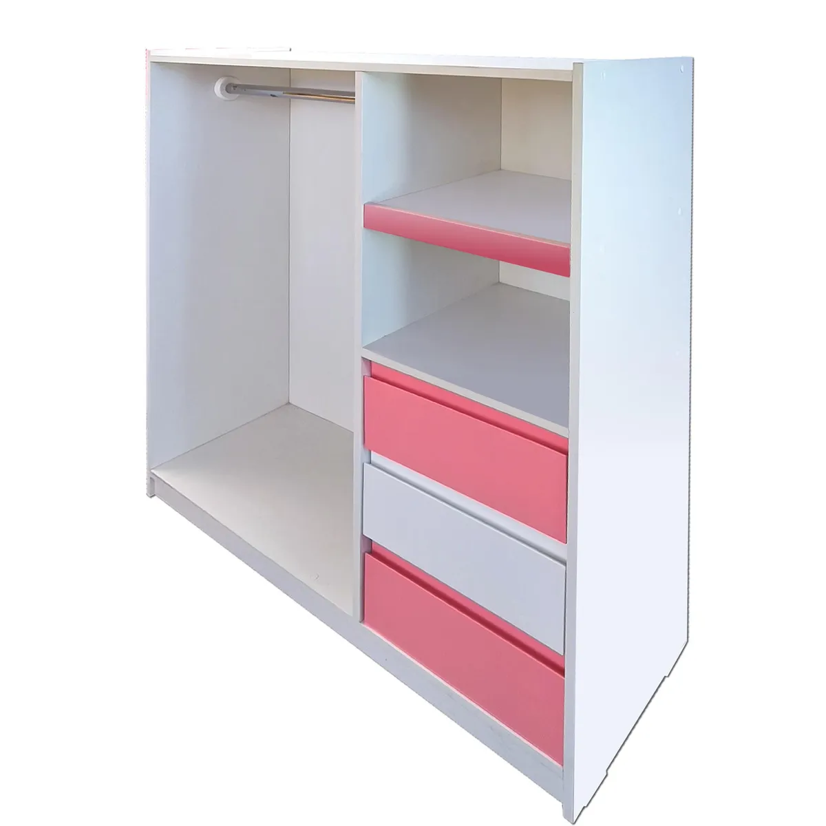 DECORACION CREATIVA - Mini Closet Montessori - Linea Minimal 3 cajones Rosado-Blanco-Rosado