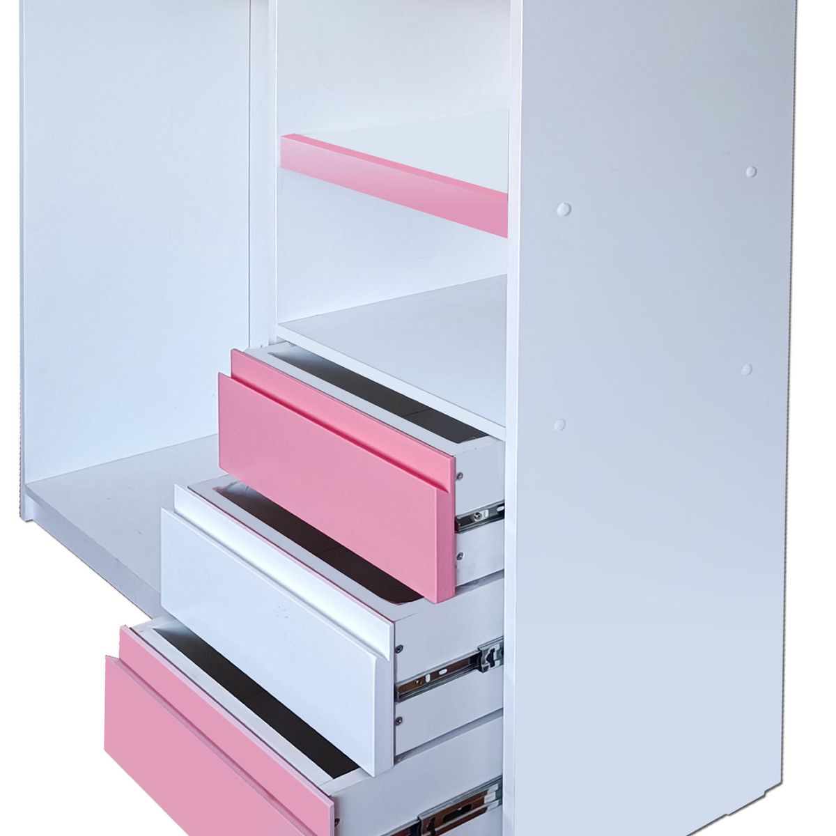 DECORACION CREATIVA - Mini Closet Montessori - Linea Minimal 3 cajones Rosado-Blanco-Rosado