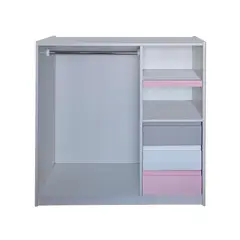 DECORACION CREATIVA - Mini Closet Montessori - Linea Minimal Gris-Blanco-Rosa Pastel