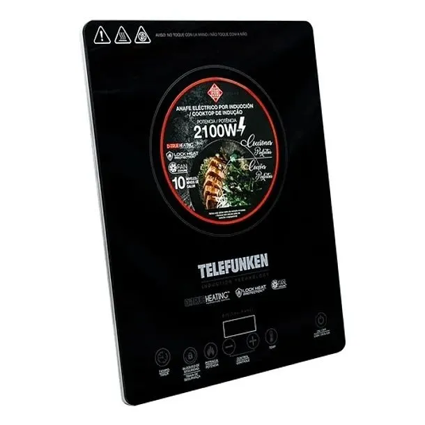 TELEFUNKEN Cocinilla Eléctrica Por Inducción TF AI9000 220v 2100w Potencia Táctil Vidrio