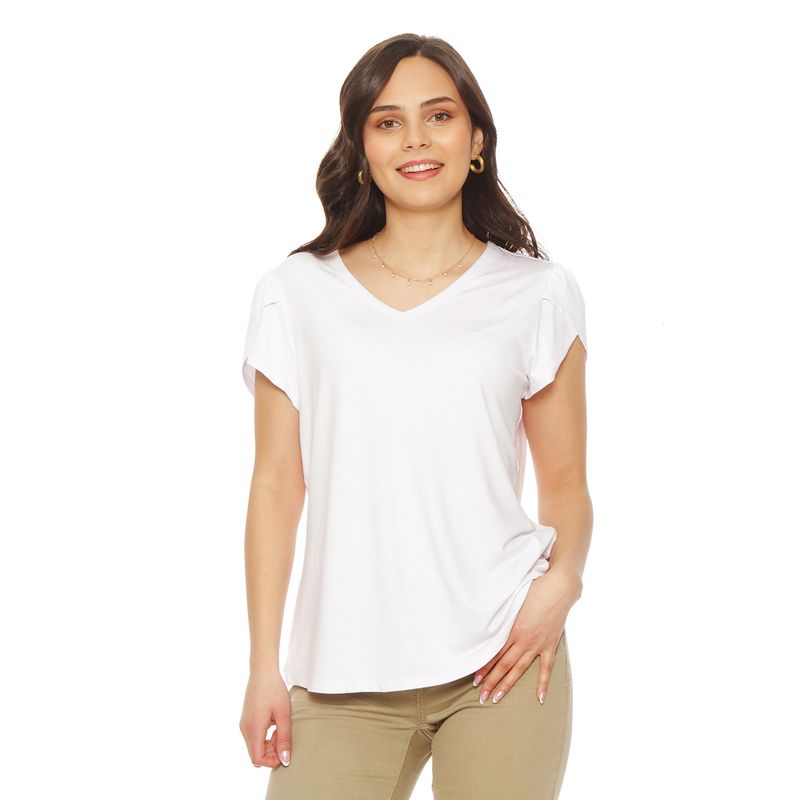 WADOS - POLERA MANGA CORTA CON CORTE Y ESCOTE V