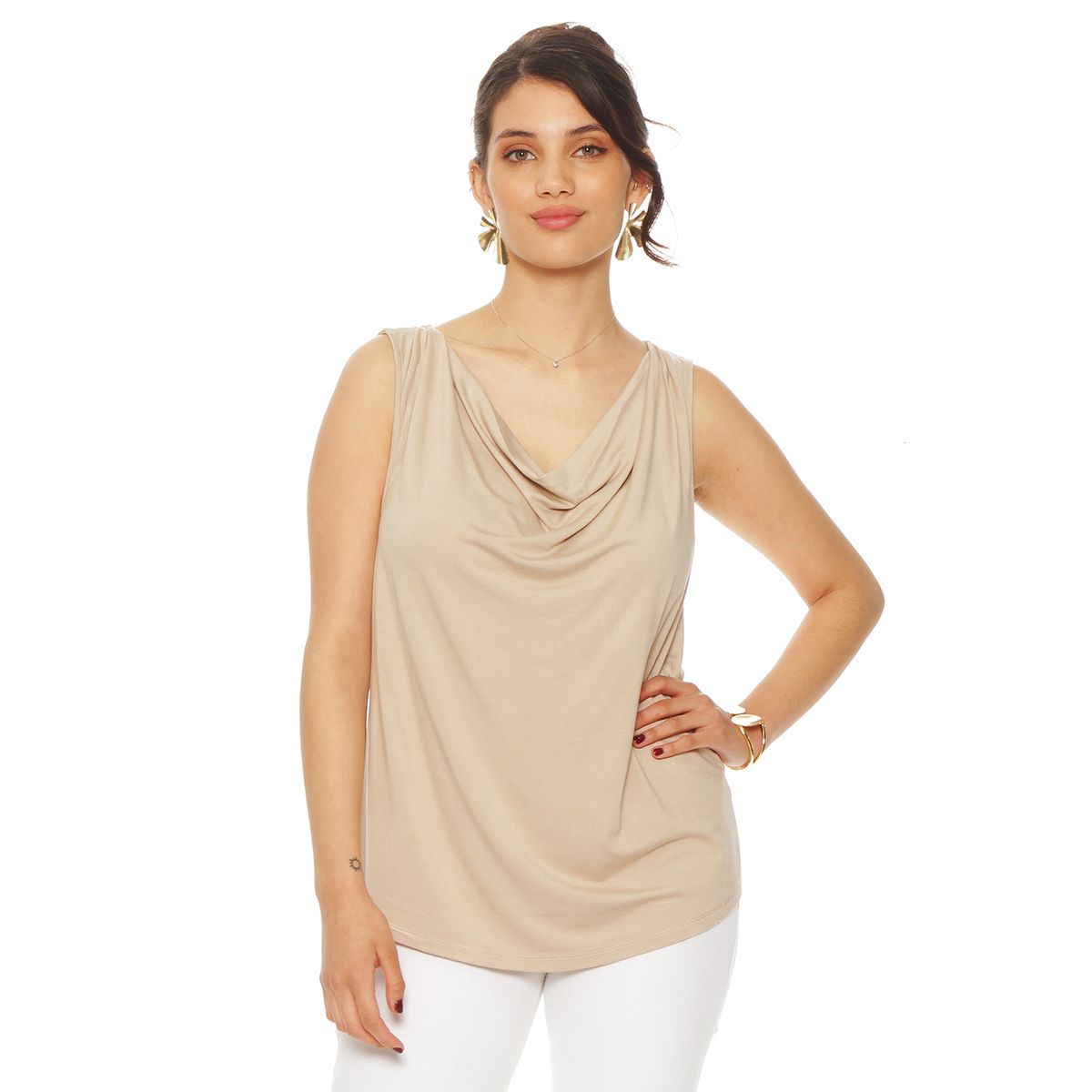 WADOS - POLERA SIN MANGA ESCOTE DRAPEADO