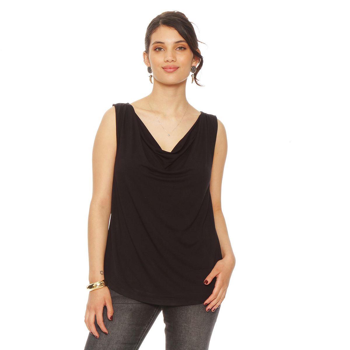 WADOS - POLERA SIN MANGA ESCOTE DRAPEADO