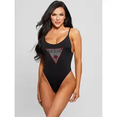 GUESS - Traje De Baño One Piece Rhinestone Triangle Negro
