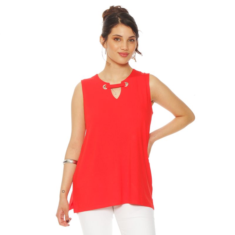 WADOS - POLERA SIN MANGA ESCOTE V Y OJETILLO